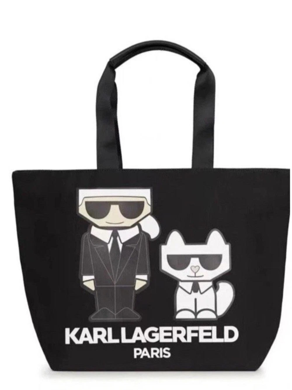 Karl Lagerfeld Black Tote with Character Graphic